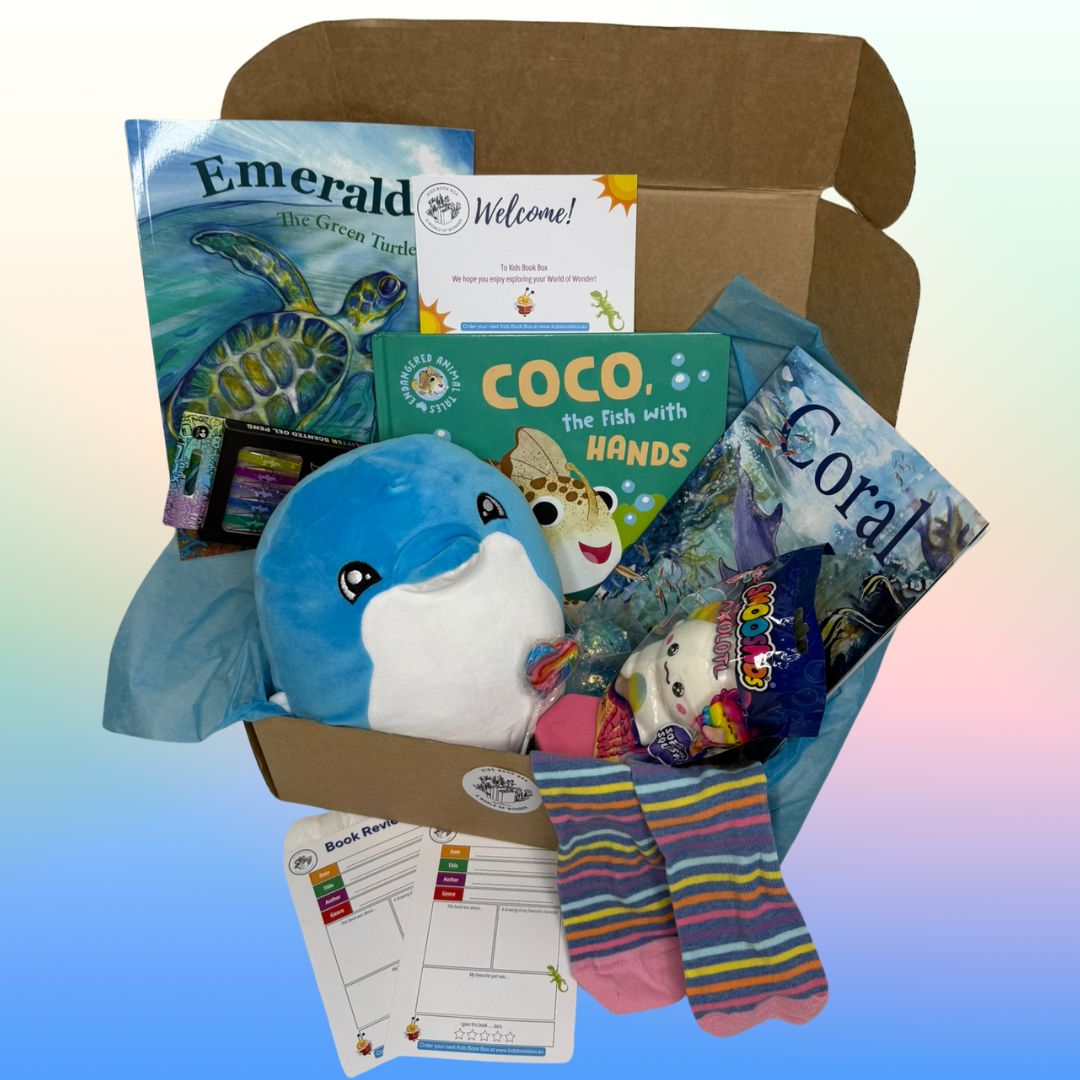 kids book box ocean wonders dolphins turtles box and gift inclusions 