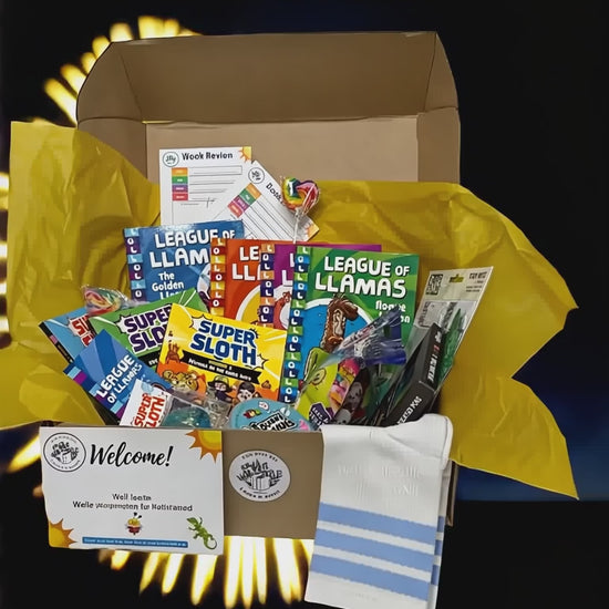 kids book box rib tickler box funny book series llamas and sloths gift inclusions video